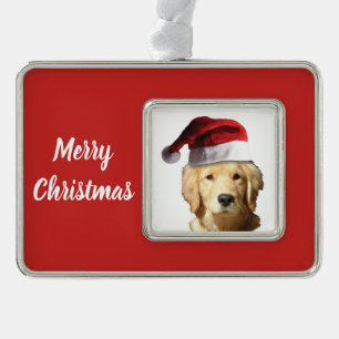 Weihnachten Golden Retriever Rahmen-Ornament Silber