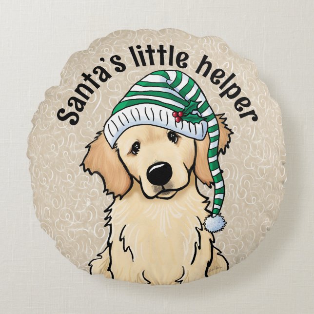 Weihnachten Golden Retriever Rundes Kissen (Vorderseite)