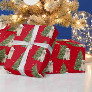 Weihnachten Golden Retriever und Baum Geschenkpapier