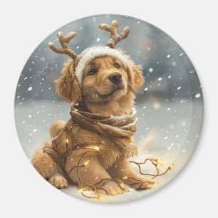 Weihnachten Golden Retriever Welpe Magnet