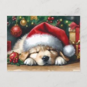 Weihnachten Golden Retriever Welpe Postkarte