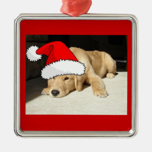 Weihnachten Golden Retriever Welpe Silbernes Ornament