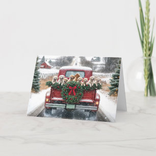 Weihnachten Golden Retrievers in Red Truck