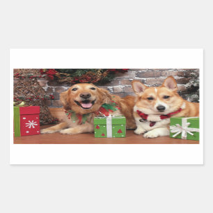 Weihnachten - Golden Sidney - Corgi Cal Rechteckiger Aufkleber