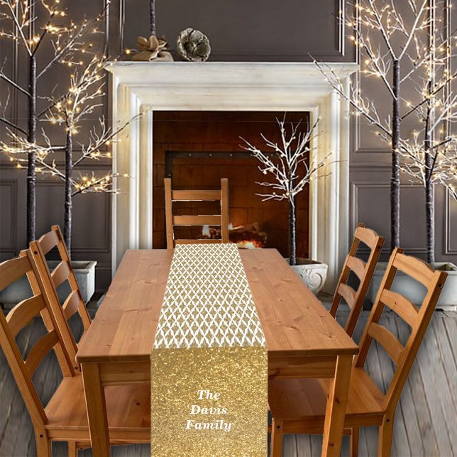 Weihnachten Golden Stars und Glitzer Individuelle  Kurzer Tischläufer (Von Creator hochgeladen)
