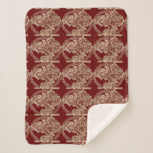 Weihnachten Golden Tree Muster Red Marron Sherpadecke