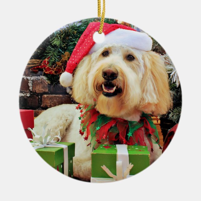 Weihnachten - GoldenDoodle - Bella Keramik Ornament (Vorne)