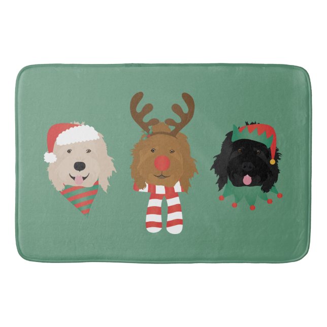 Weihnachten Goldendoodle Hunde Badematte (Vorderseite)