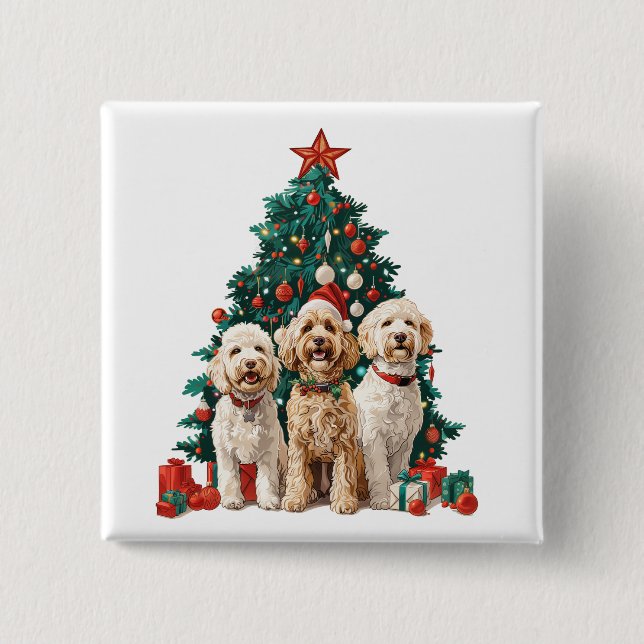 Weihnachten Goldendoodle Hunde Button (Vorderseite)