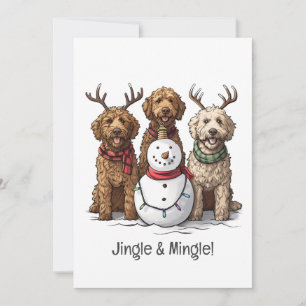 Weihnachten Goldendoodle Hunde Einladung