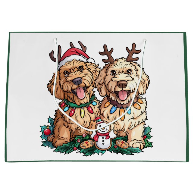 Weihnachten Goldendoodle Hunde Große Geschenktüte (Vorderseite)