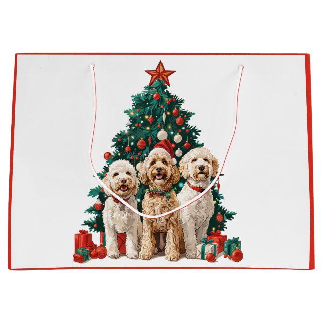 Weihnachten Goldendoodle Hunde Große Geschenktüte (Vorderseite)