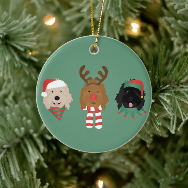 Weihnachten Goldendoodle Hunde Keramik Ornament (Baum)