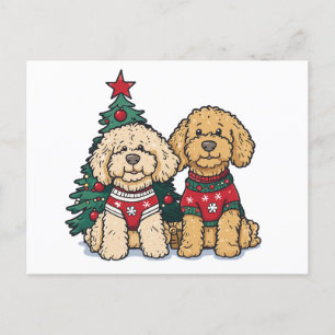 Weihnachten Goldendoodle Hunde Postkarte