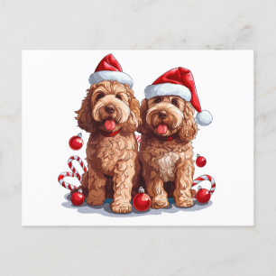 Weihnachten Goldendoodle Hunde Postkarte