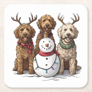 Weihnachten Goldendoodle Hunde Rechteckiger Pappuntersetzer