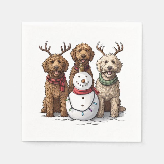 Weihnachten Goldendoodle Hunde Serviette (Vorderseite)