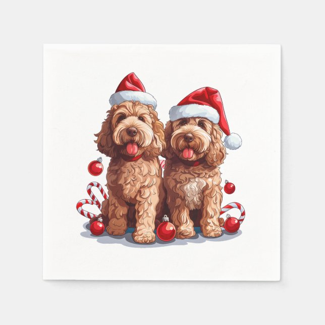 Weihnachten Goldendoodle Hunde Serviette (Vorderseite)