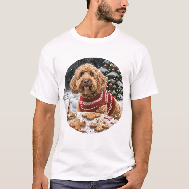Weihnachten Goldendoodle Hunde T-Shirt (Vorderseite)