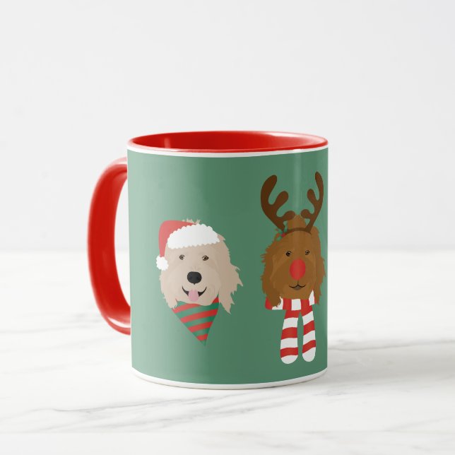 Weihnachten Goldendoodle Hunde Tasse (Vorderseite Links)