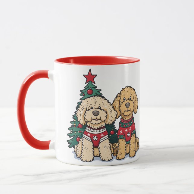 Weihnachten Goldendoodle Hunde Tasse (Links)