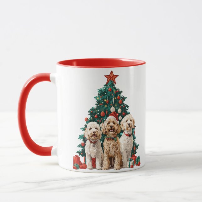 Weihnachten Goldendoodle Hunde Tasse (Links)