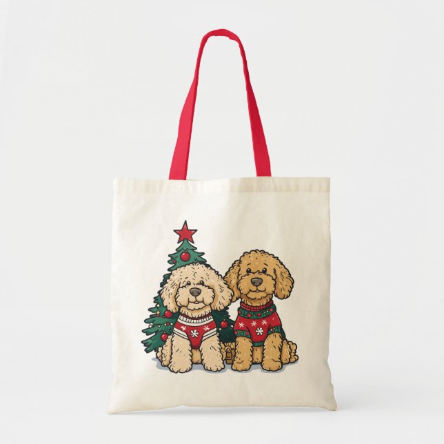 Weihnachten Goldendoodle Hunde Tragetasche (Vorne)