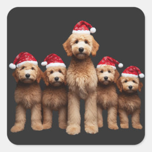 Weihnachten Goldendoodle, Xmas Labradoodle-Crew Quadratischer Aufkleber