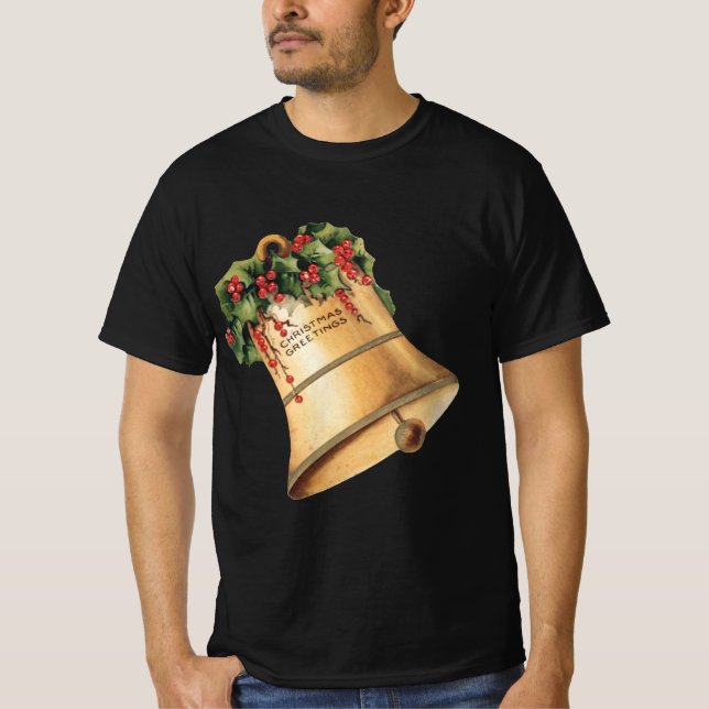 Weihnachten Goldene Glocken, Weihnachtsgrüße T-Shirt (Vorderseite)