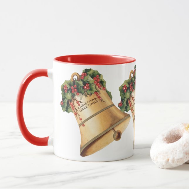 Weihnachten Goldene Glocken, Weihnachtsgrüße Tasse (Mit Donut)