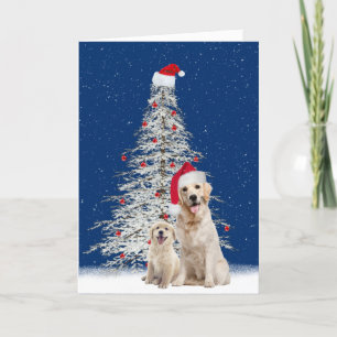 Weihnachten Goldene Retrievers mit weißem Baum