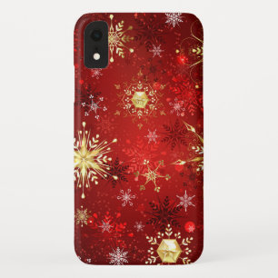 Weihnachten Goldene Schneeflocken im roten Hinterg Case-Mate iPhone Hülle