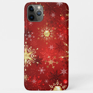 Weihnachten Goldene Schneeflocken im roten Hinterg Case-Mate iPhone Hülle