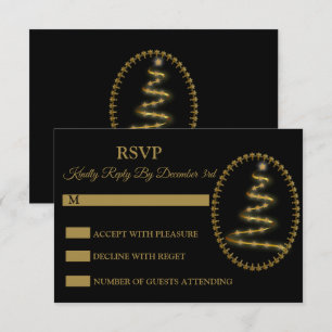 Weihnachten Goldener Baum Schwarze Feiertage RSVP Karte