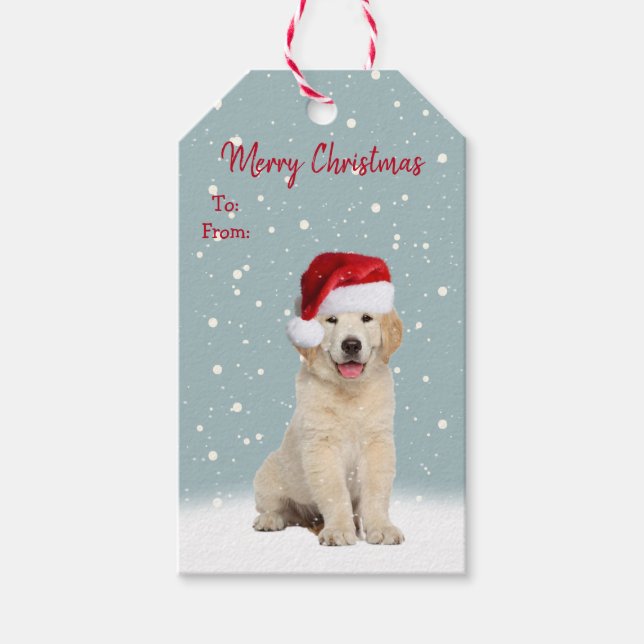 Weihnachten Goldener Retriever in Schneeflocken Gi Geschenkanhänger (Vorderseite)