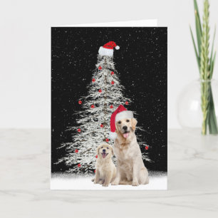 Weihnachten Goldener Retriever mit weißem Baum