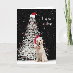 Weihnachten Goldener Retriever mit weißem Baum