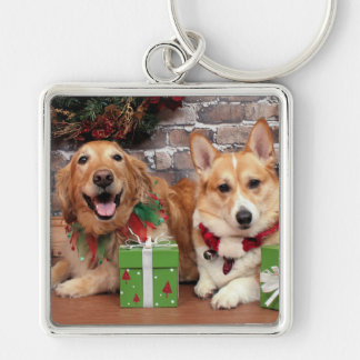 Weihnachten - goldener Sidney - Corgi cal Schlüsselanhänger