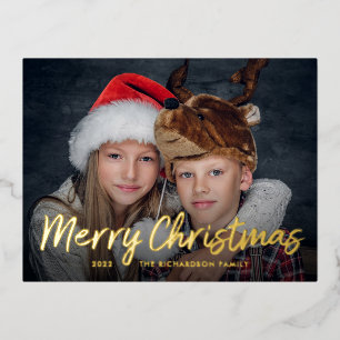 Weihnachten Goldfolie mit Foto Folien Feiertagspostkarte