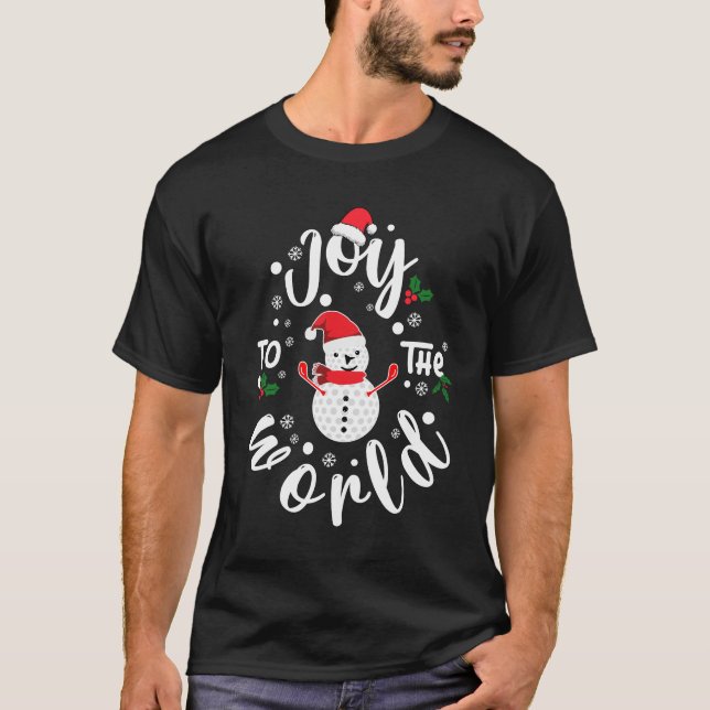 Weihnachten Golf Snowman Freude an der Welt T-Shirt (Vorderseite)