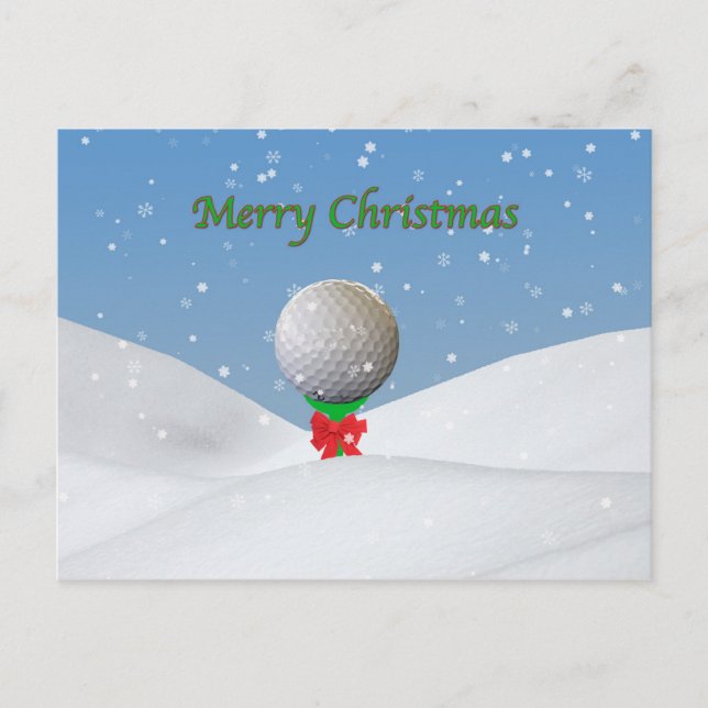 Weihnachten, Golfball im Schnee Feiertagspostkarte (Vorderseite)