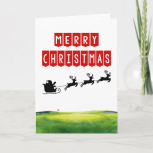 Weihnachten Golfen mit Santa auf dem Golfplatz Karte