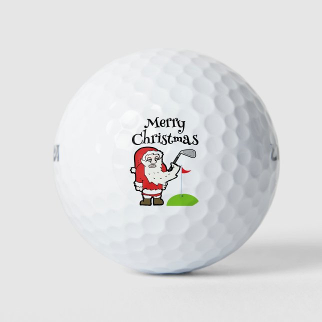 Weihnachten Golfer mit dem Weihnachtsmann halten G Golfball (Vorderseite)