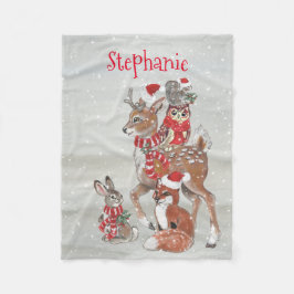 Weihnachten Grauer Winter Woodland Tierheidgename Fleecedecke