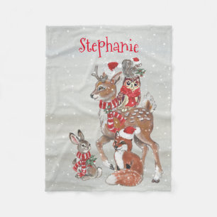 Weihnachten Grauer Winter Woodland Tierheidgename Fleecedecke