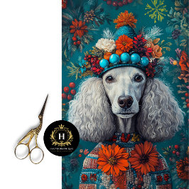 Weihnachten Gray Poodle Portrait Decoupage Seidenpapier