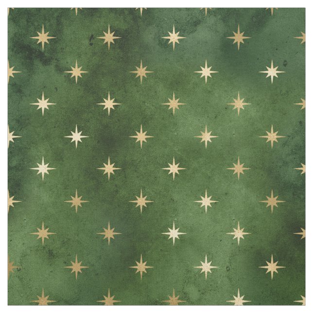 Weihnachten Green Gold Star Grafik Stoff (Muster)