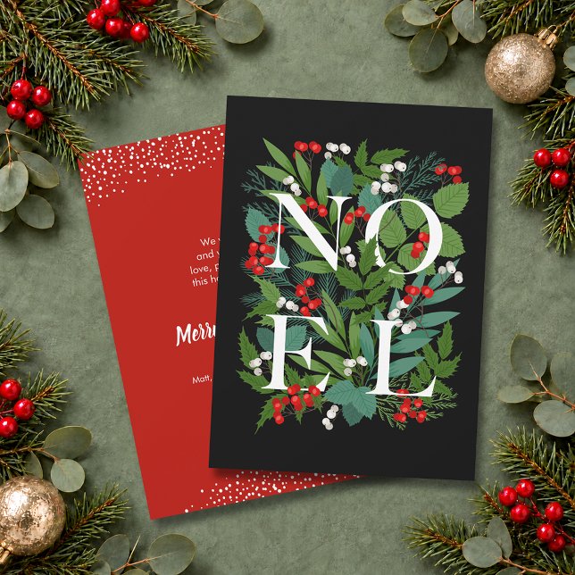 WEIHNACHTEN Greenery Berries (NOEL greenery and berries flat holiday greeting cards PRINTED and/or INSTANT DOWNLOAD)