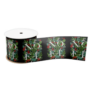 WEIHNACHTEN Greenery Berries Christmas Black Satinband