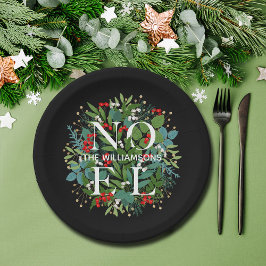 WEIHNACHTEN Greenery Christmas Black Pappteller
